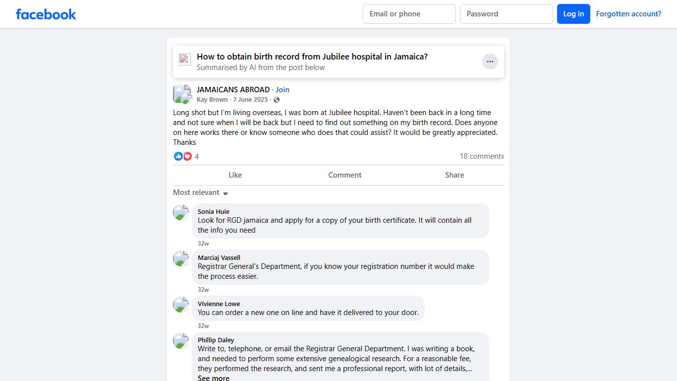 JAMAICANS ABROAD | Long shot but I’m living overseas, I was born at Jubilee hospital | Facebook