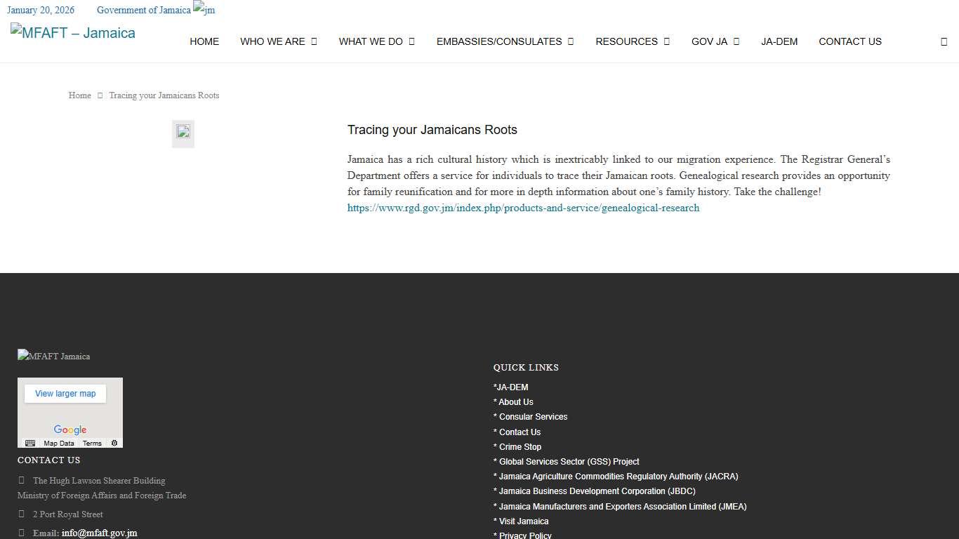 Tracing your Jamaicans Roots - MFAFT - Jamaica